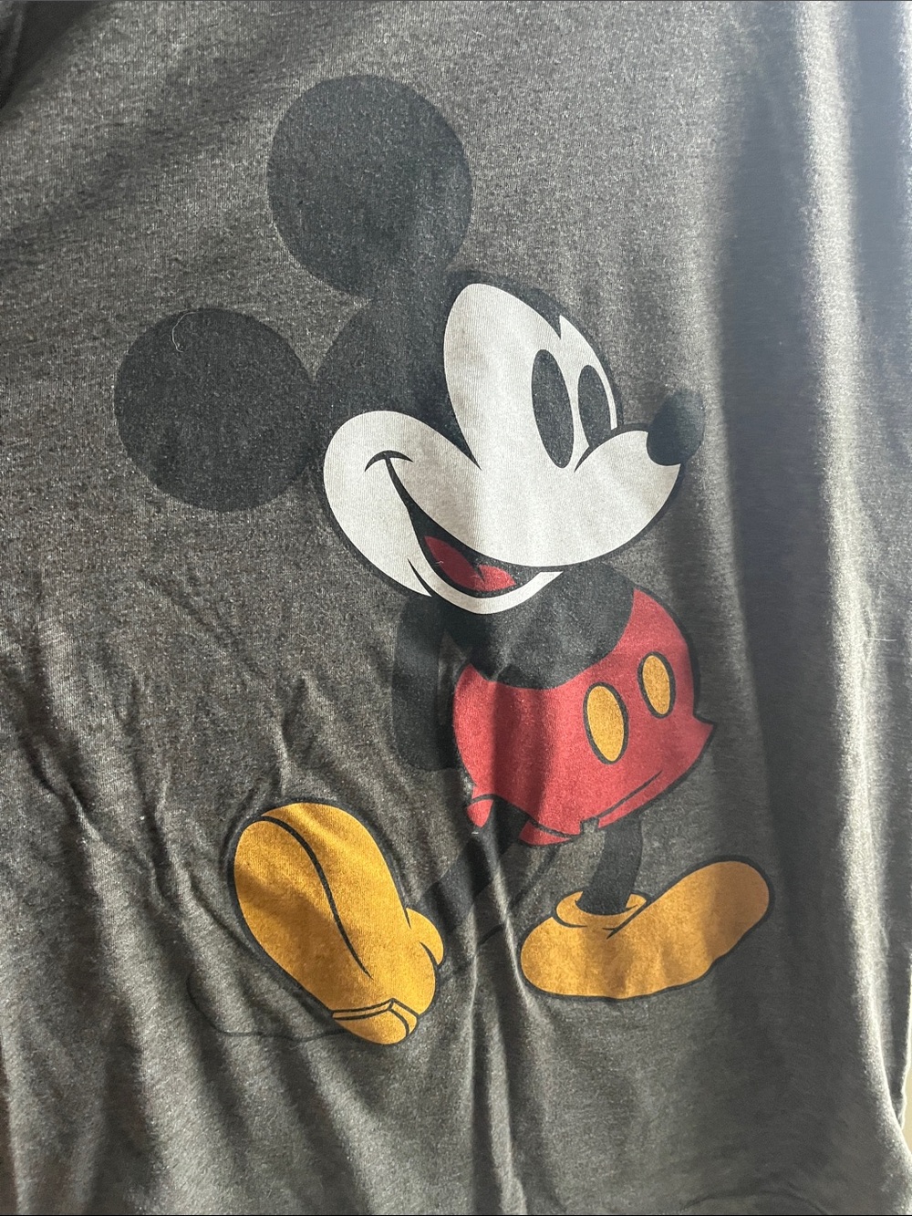 Old Navy Black Mickey Mouse Graphic Tee with Red and Yellow Accents